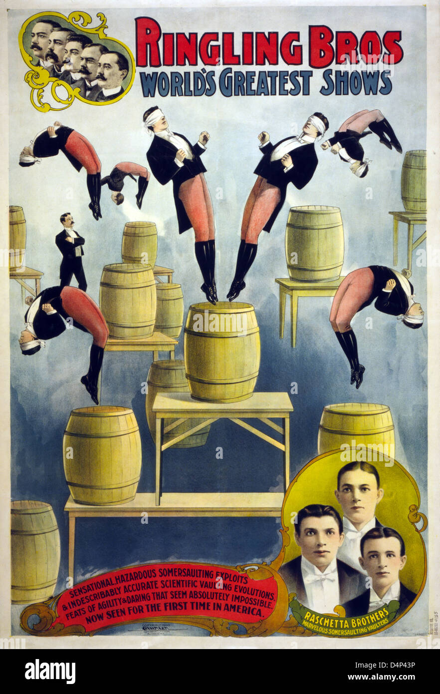 Vintage Circus poster for Ringling Bros World's Greatest Shows Stock