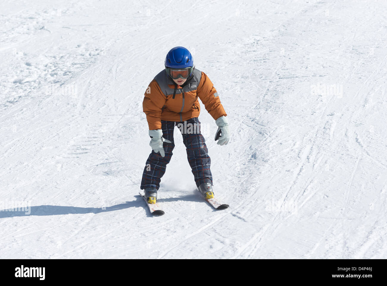 Child Young Boy skiing, winter season, snow Stock Photo Alamy