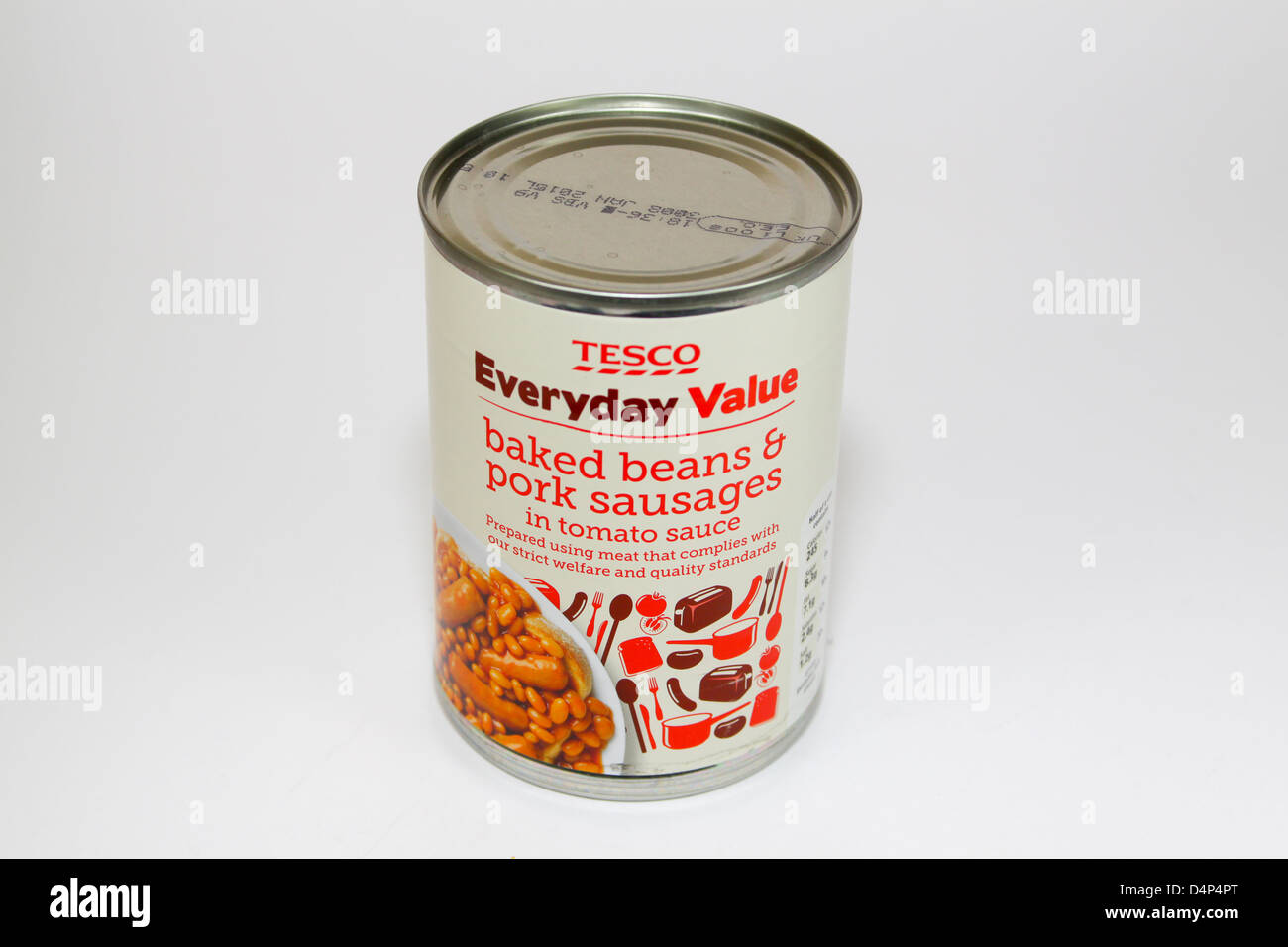 Tesco Everyday Value baked beans and pork sausages Stock Photo Alamy
