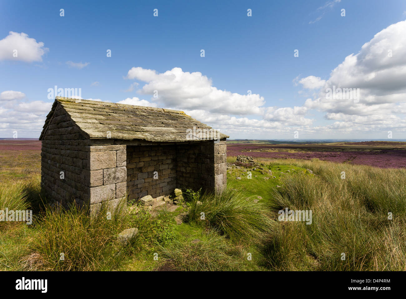 Old shepherd's hut, Stanage Edge, Peak District, August 2009 Stock Photo