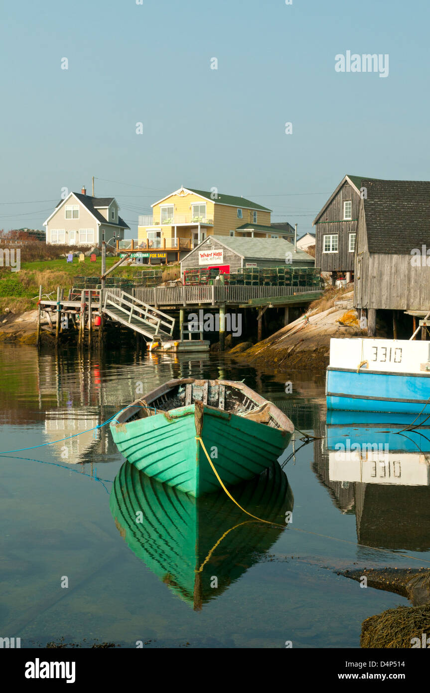 Harbor Reflections at Peggy's Cove, Nova Scotia, Canada Stock Photo