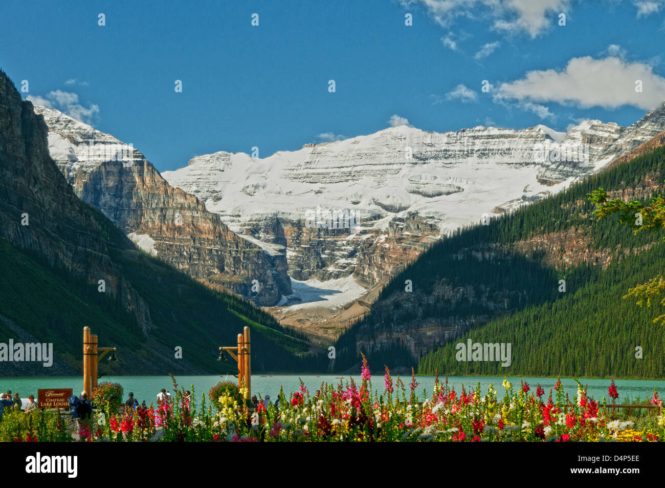 Lake Louise and Victoria Glacier, Banff National Park, Alberta, Canada Stock Photo