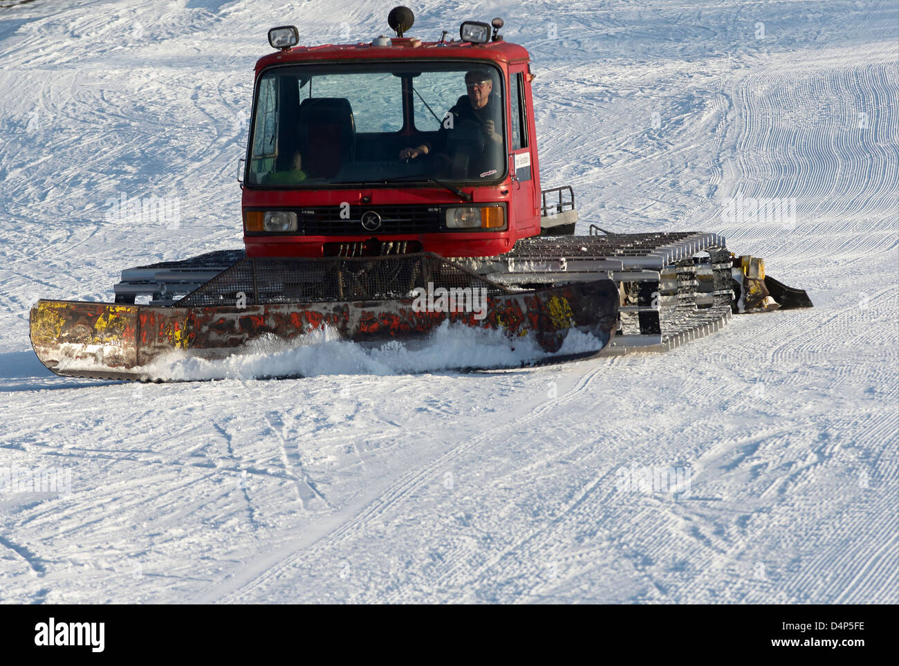 Snow groomer, Snow grooming, piste basher or piste bashing on mountain