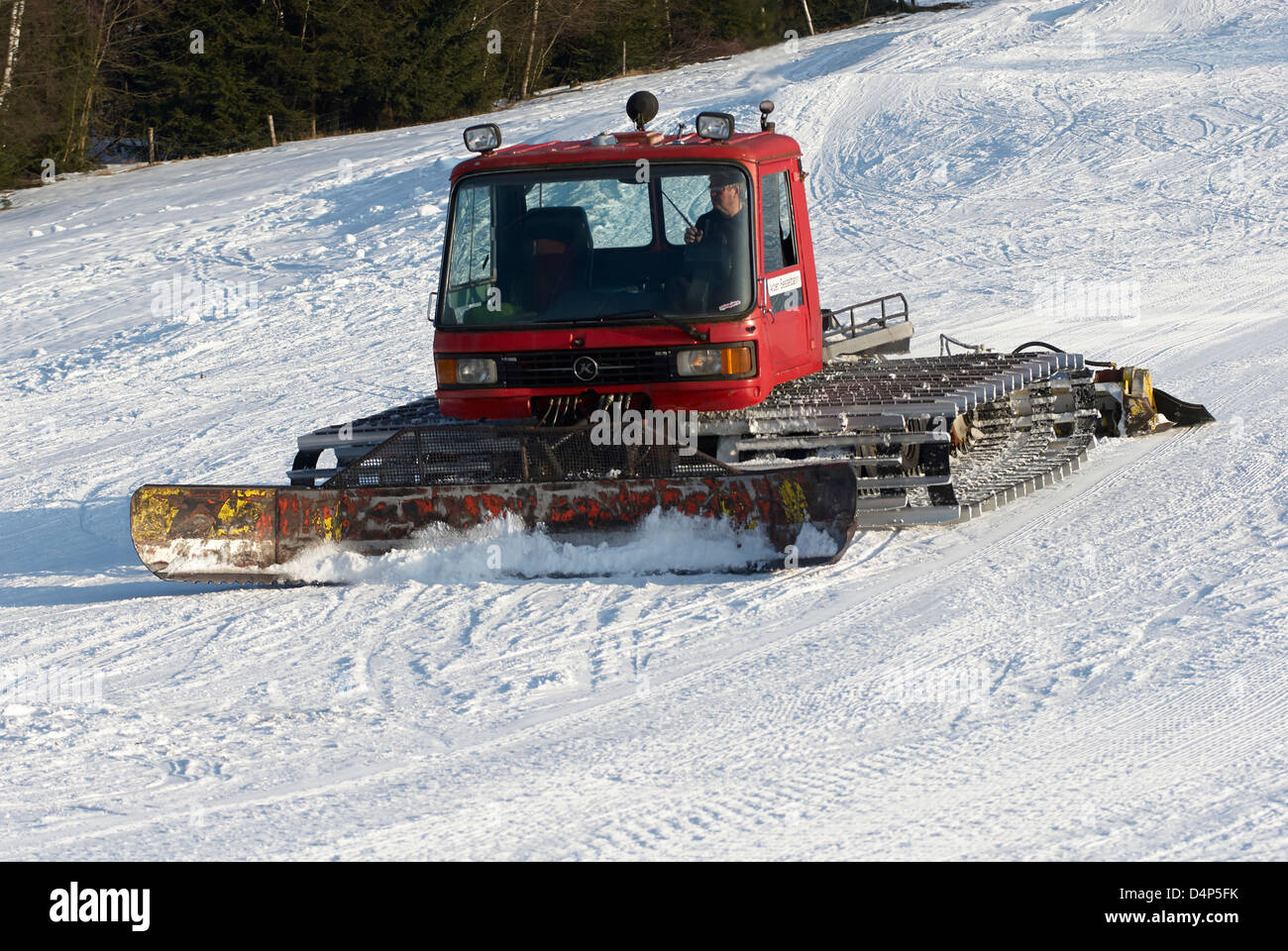 Snow groomer, Snow grooming, piste basher or piste bashing on mountain