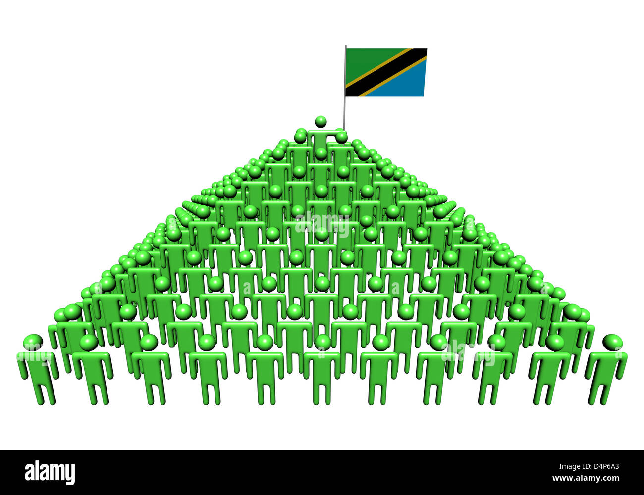 Pyramid of abstract people with Tanzania flag illustration Stock Photo