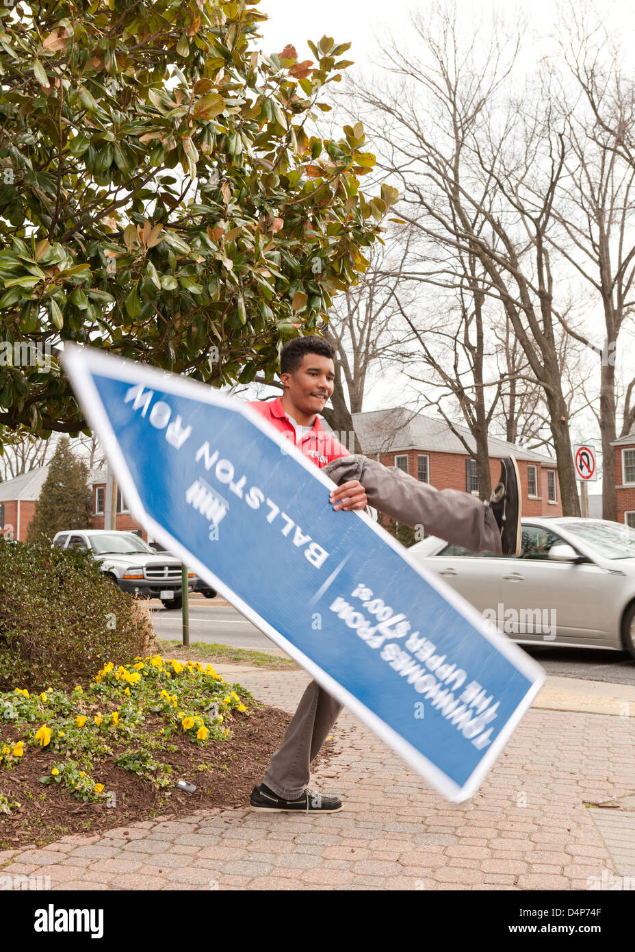 Sign flipper Stock Photo