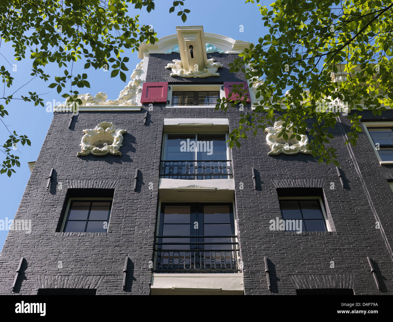 Amsterdam, Netherlands, historic facade on the Singel corner Beulingstraat Stock Photo
