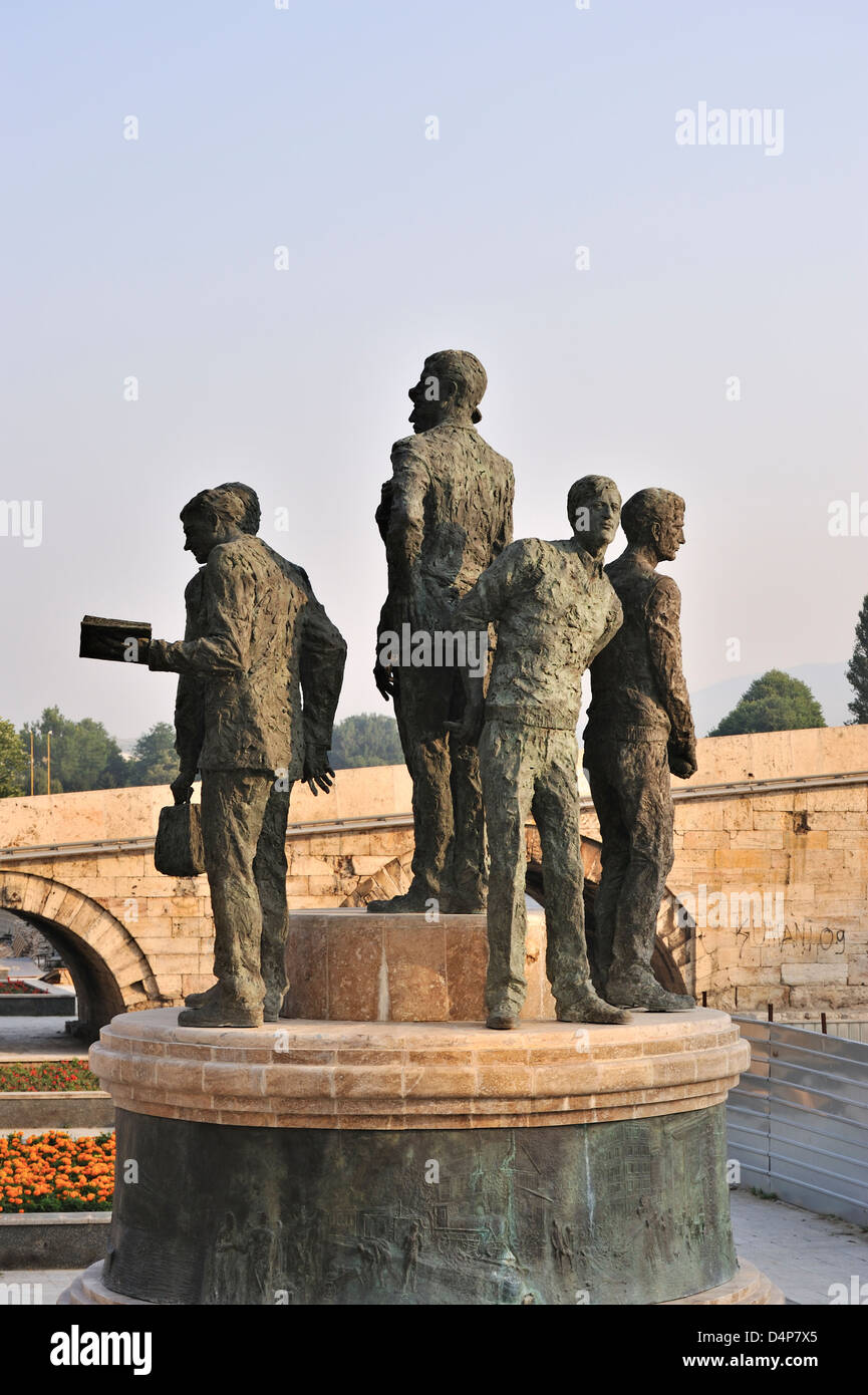 Modern sculpture in Plostad Makedonija square, Skopje, Macedonia Stock Photo