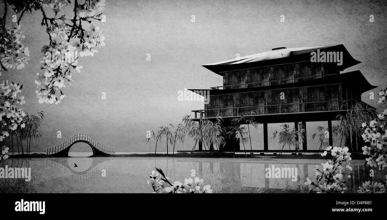 Chinese landscape painting for adv or others purpose use Stock Photo