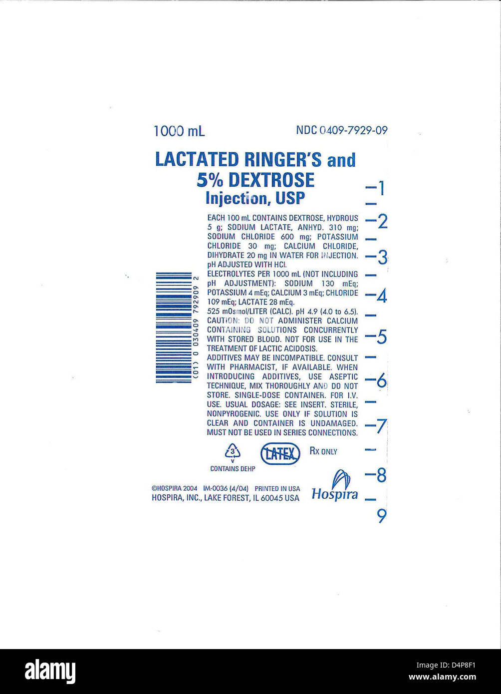 RECALLED - Lactated Ringers and 5% Dextrose Injection,USP Stock Photo