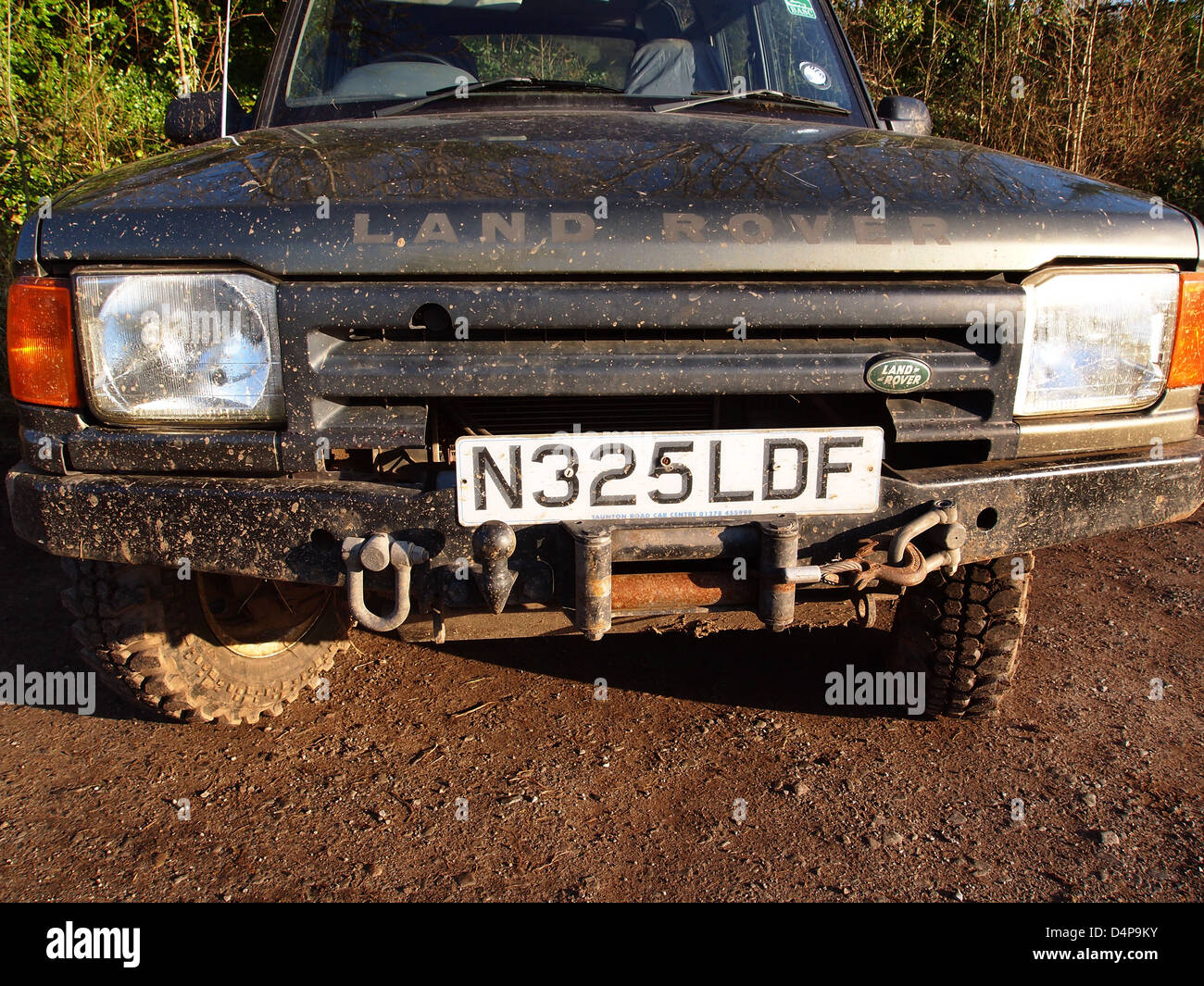 Old off roader detail, 1996 Land Rover Discovery wide angle shot in