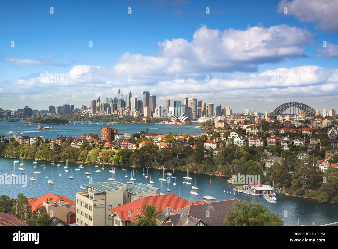Looking across to Sydney harbour from Mosman Stock Photo