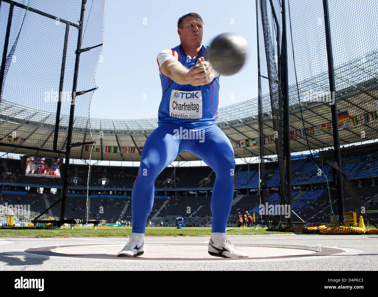 Slovakia?s Libor Charfreitag competes in the Hammer Throw qualification