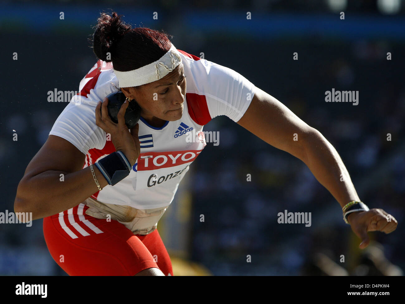 Cuban Misleydis Gonzales shown in action during the women?s shot put