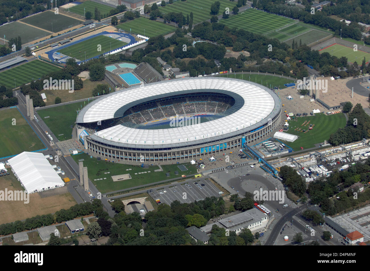 Aerial view of the Olympic stadium on the opening day of the IAAF
