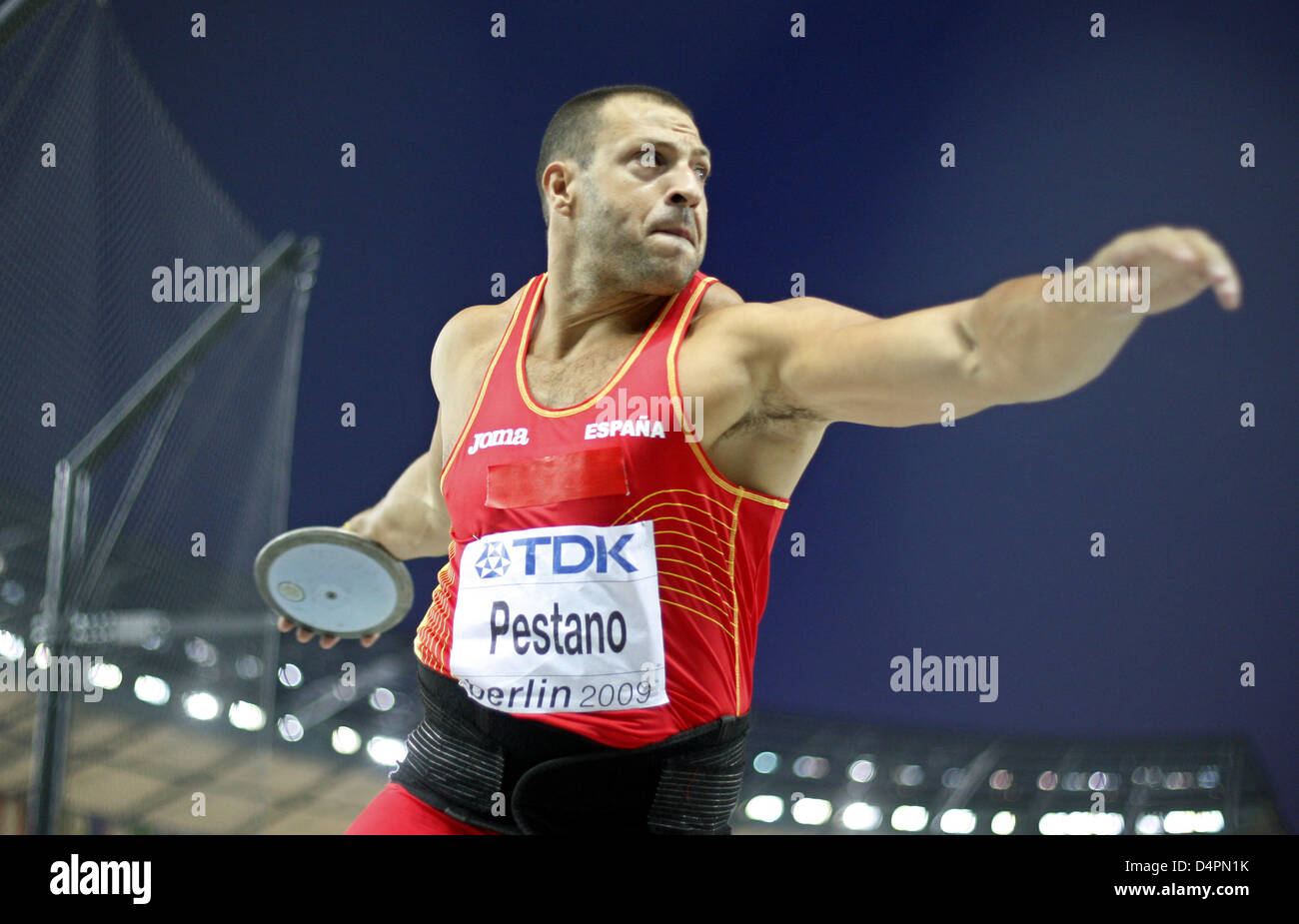 Spanish Mario Pestano shown in action during the men?s discus final at