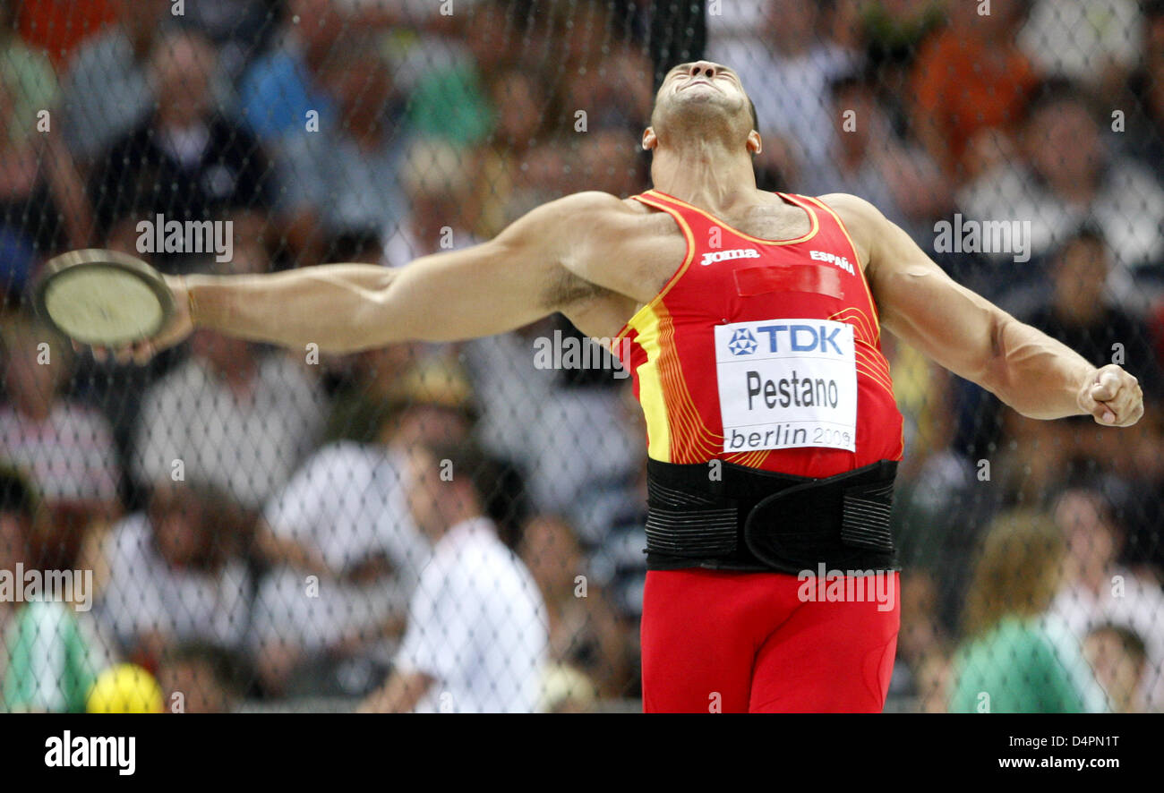 Spanish Mario Pestano shown in action during the men?s discus final at