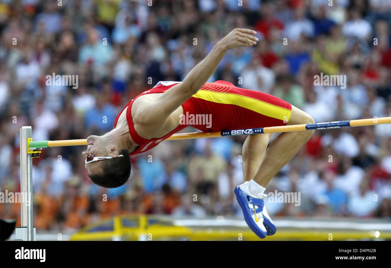 Spanish Agustin Felix shown in action during the high jump event of the