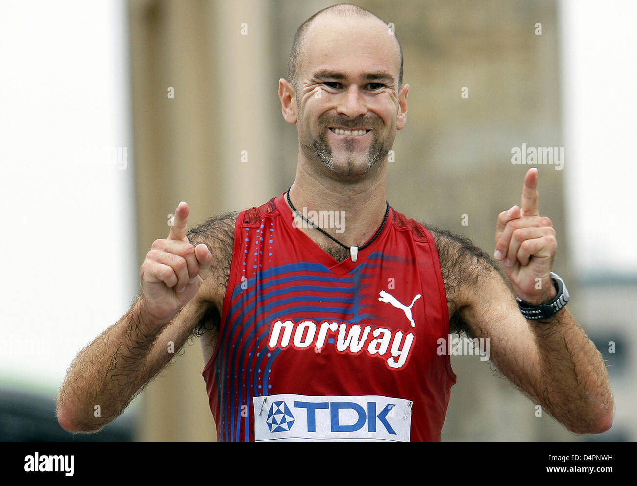 Nymirk Norwegian athlete Trond Nymark who became second cheers after the 50km ...