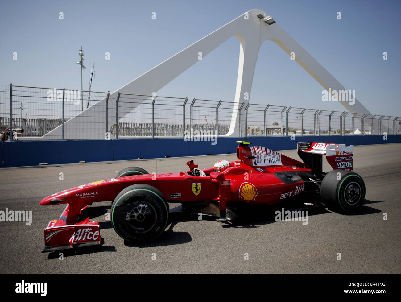Finnish Formula One driver Kimi Raikkonen of Scuderia Ferrari steers