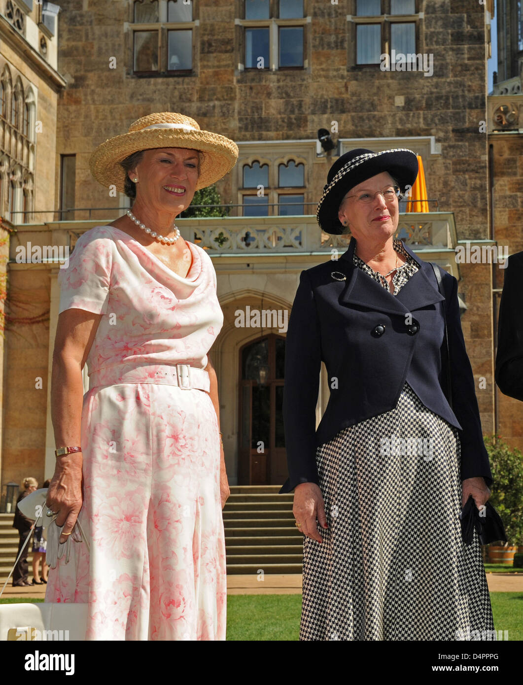Queen Margrethe II of Denmark (R) and her sister Princess Benedikte of