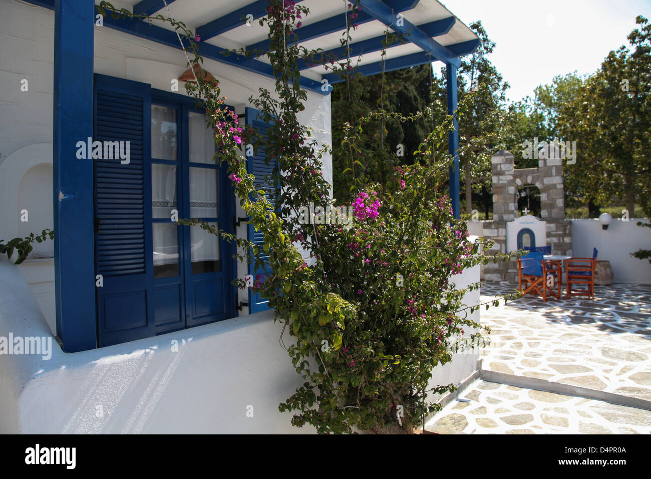 Balcony in a villa on Paros island (Greece Stock Photo - Alamy