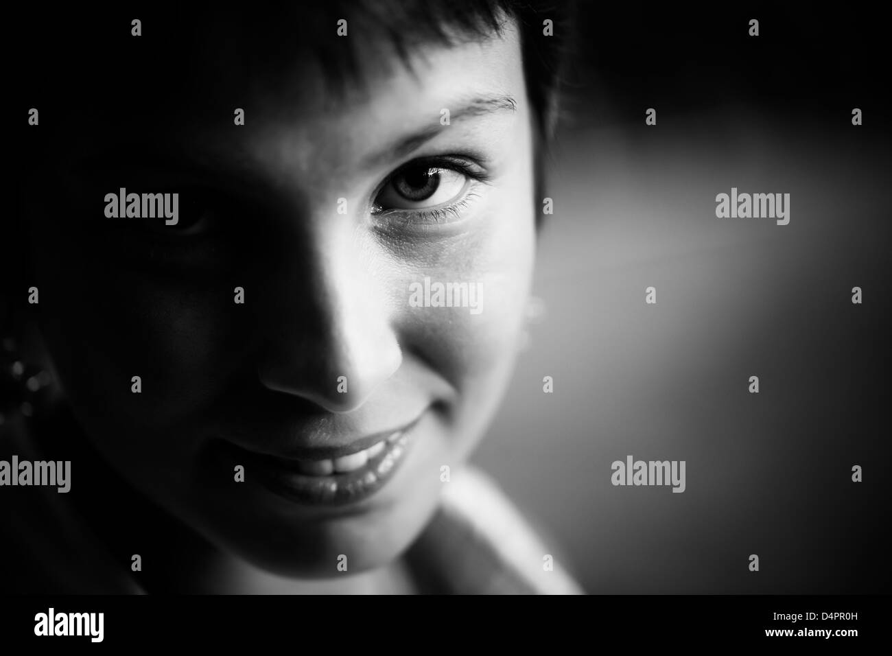 Young beautiful woman portrait in black a white Stock Photo - Alamy