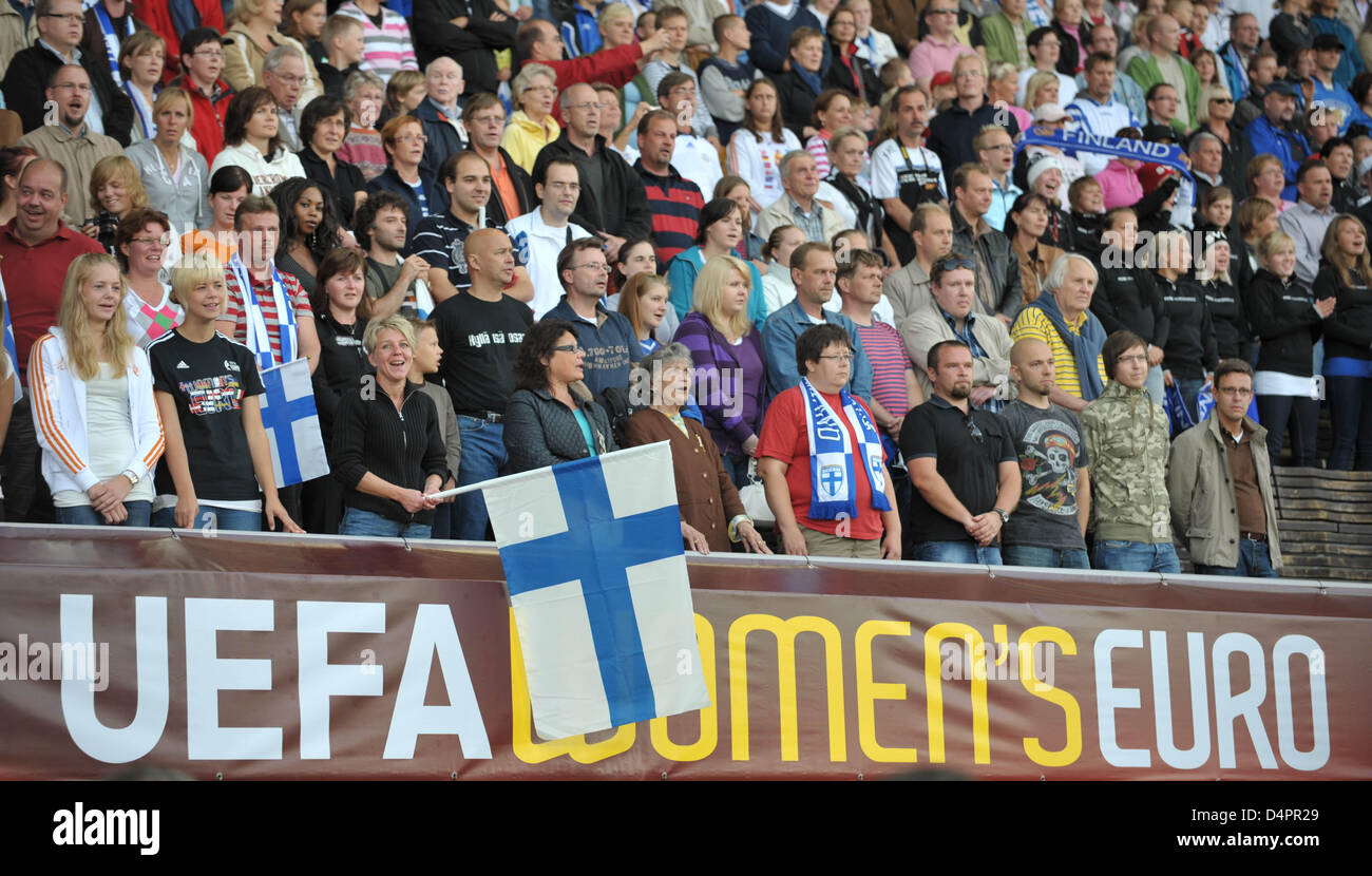 Fans are pictured during the UEFA Women?s EURO 2009 opening match