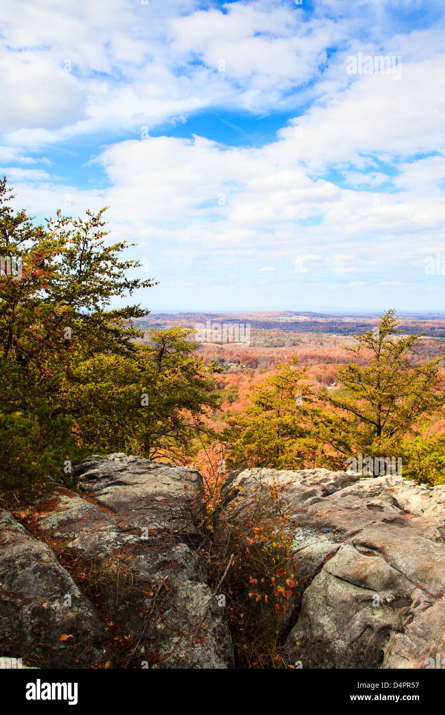 The changing of the leaves on Crowder's Mountain, North Carolina. View