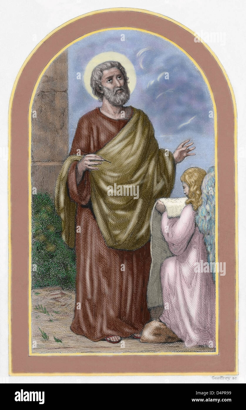 Matthew the Apostle also known as Saint Matthew. Colored engraving. Stock Photo