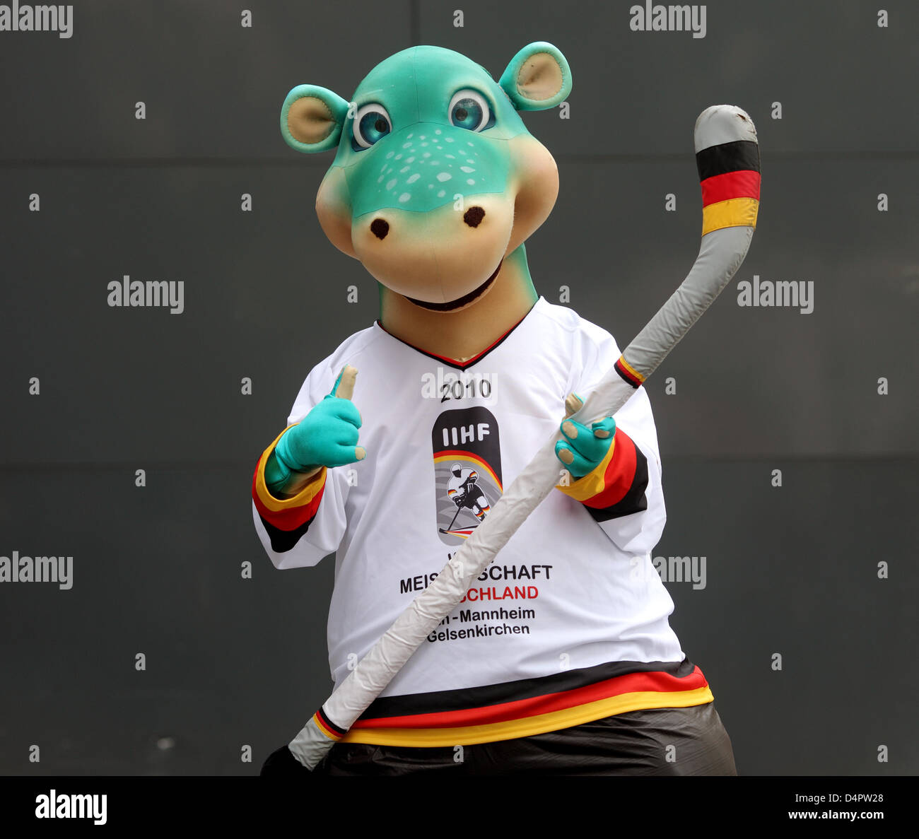 ?Urmel on the Ice? (?Urmel auf dem Eis?) the mascot for the Ice Hockey World Championships 2010 in Germany poses during a photo call promoting the championships in Cologne, Germany, 02 September 2009. The Ice Hockey World Championships 2010 will take place in Germany from 07 May to 23 May 2010. Photo: Felix Heyder Stock Photo