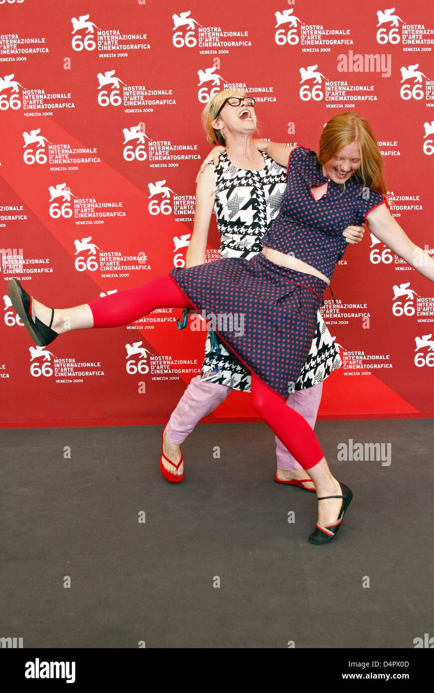 Swiss filmmaker Pipilotti Rist (L) and actress Ewelina Guzik (R) pose ...