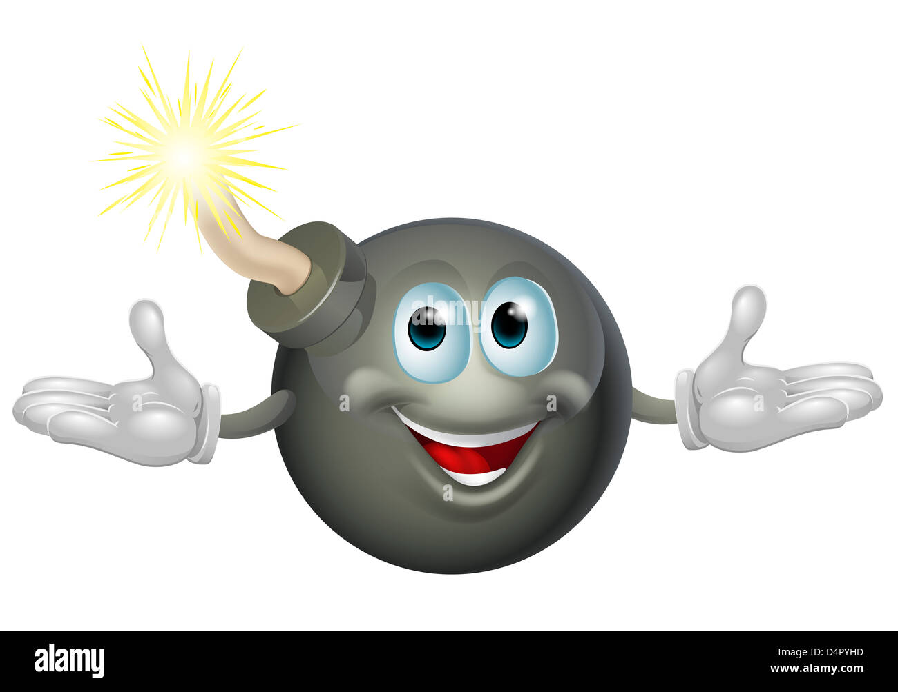 An illustration of a cute happy bomb cartoon character Stock Photo