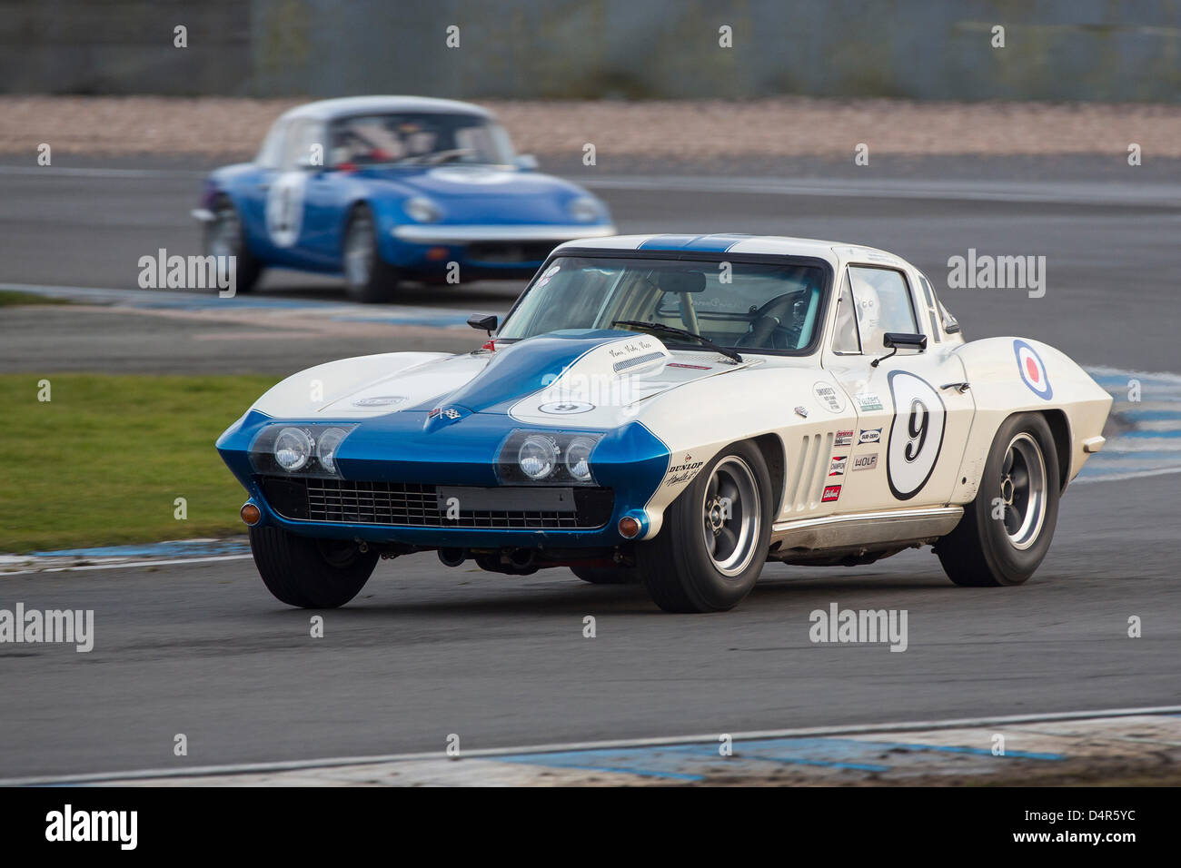 17.03.2013 Donington Park Derby England. Historic Sports Car Club 80th Anniversary Meeting. HSCC Guards Trophy Car Championship #9 Craig Davies - Chevrolet Corvette Stock Photo