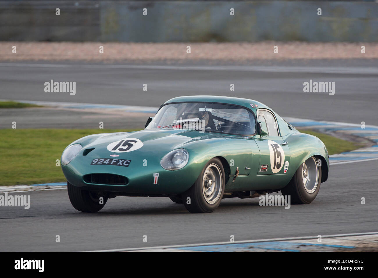 17.03.2013 Donington Park Derby England. Historic Sports Car Club 80th Anniversary Meeting. HSCC Guards Trophy Car Championship #15 Paul Castaldini - Jaguar E Type Stock Photo