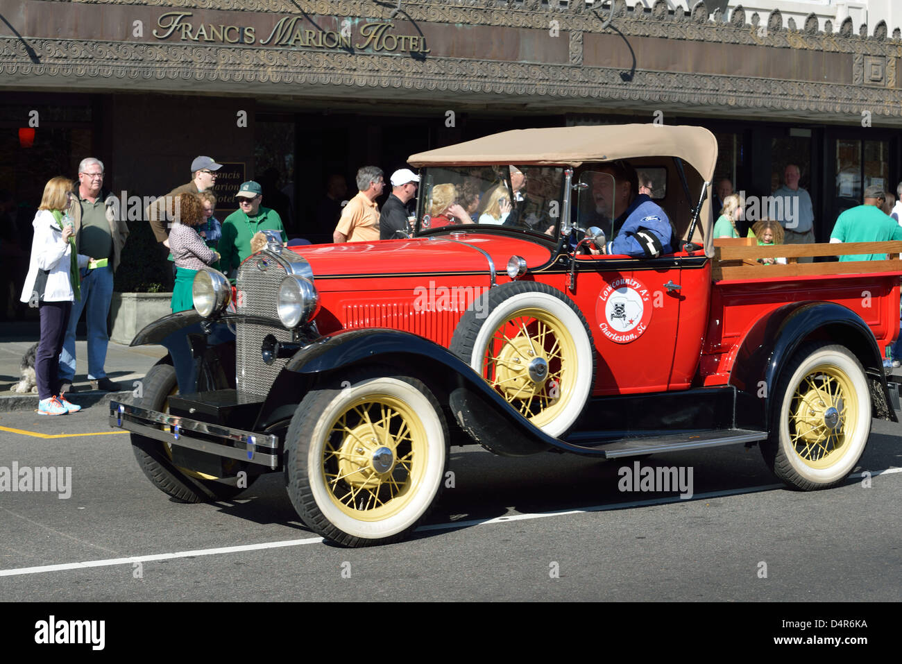 1930s Red Ford Truck Convertible Stock Photo