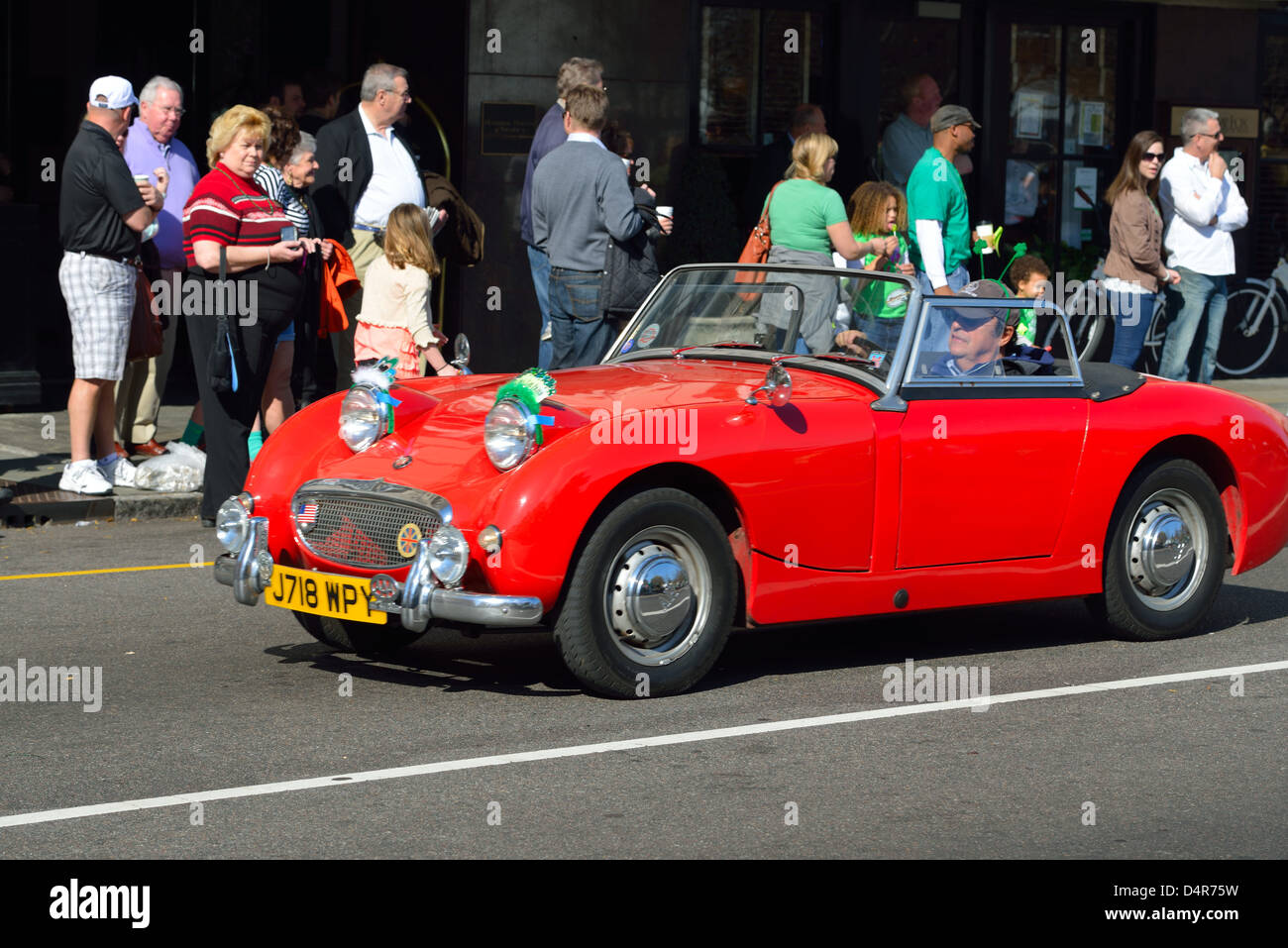 Classic red English convertible sports car Stock Photo