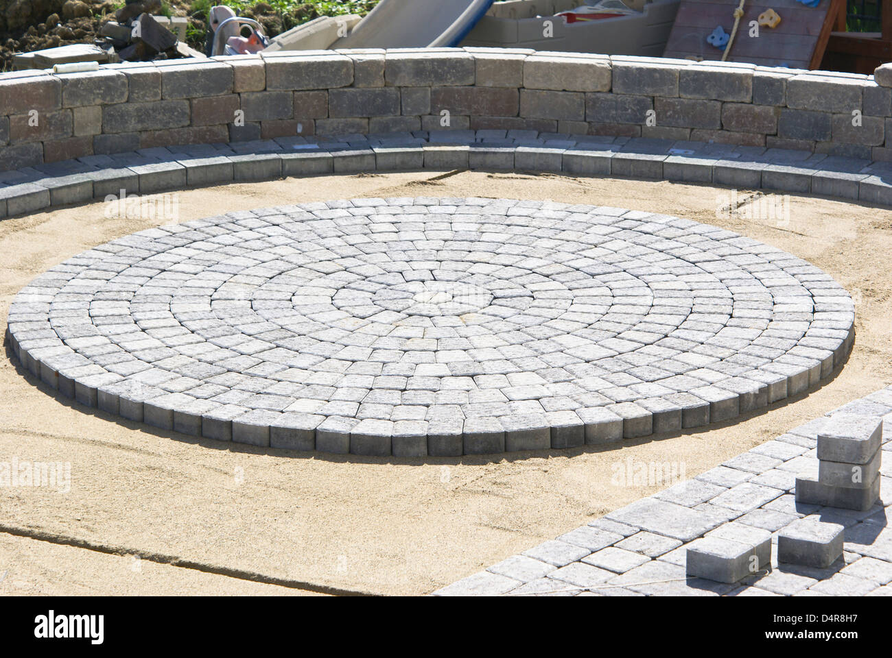 Circle pattern stone block paving hires stock photography and images