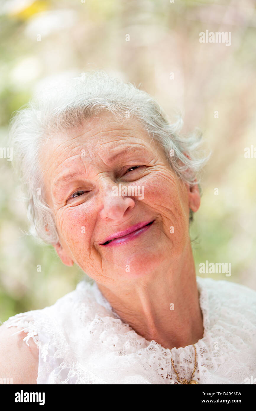 Old Lady Looking At You With Love She Has Gray Hair And Stock Photo Alamy