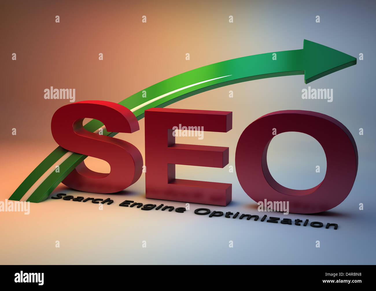 Improve SEO Search Engine Optimization 3D rendered graphic illustration. Stock Photo