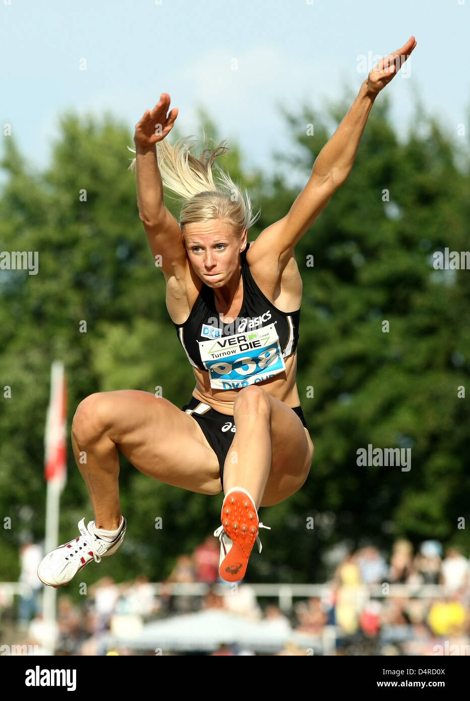 German long jumper Bianca Kappler of LC asics Rehlingen seen in action at  the 20th International Athletics Meeting in Cottbus, Germany, 08 August  2009. Many athletes consider the meeting a final test