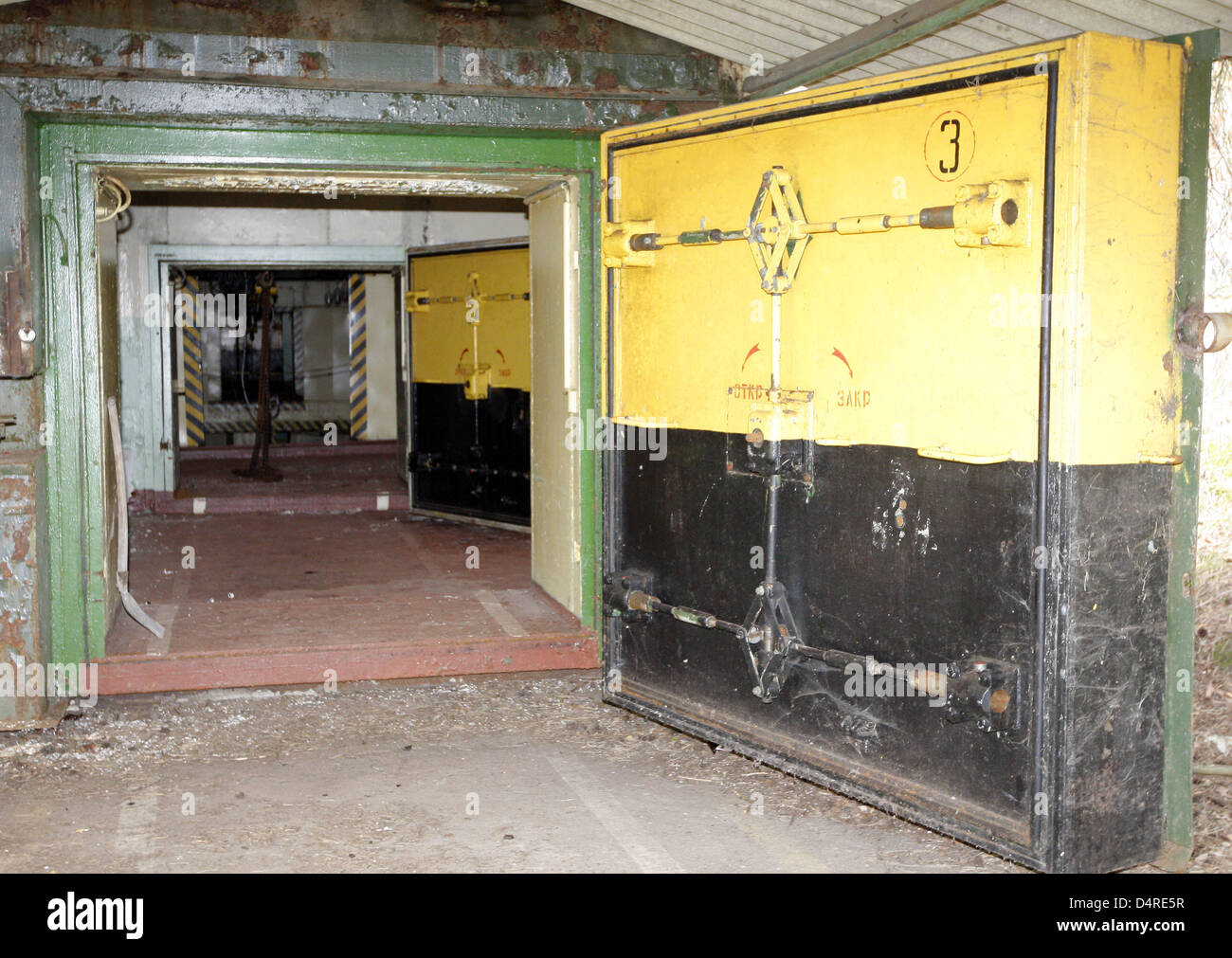 View through open bunker doors into former Soviet nuclear weapons Stock ...