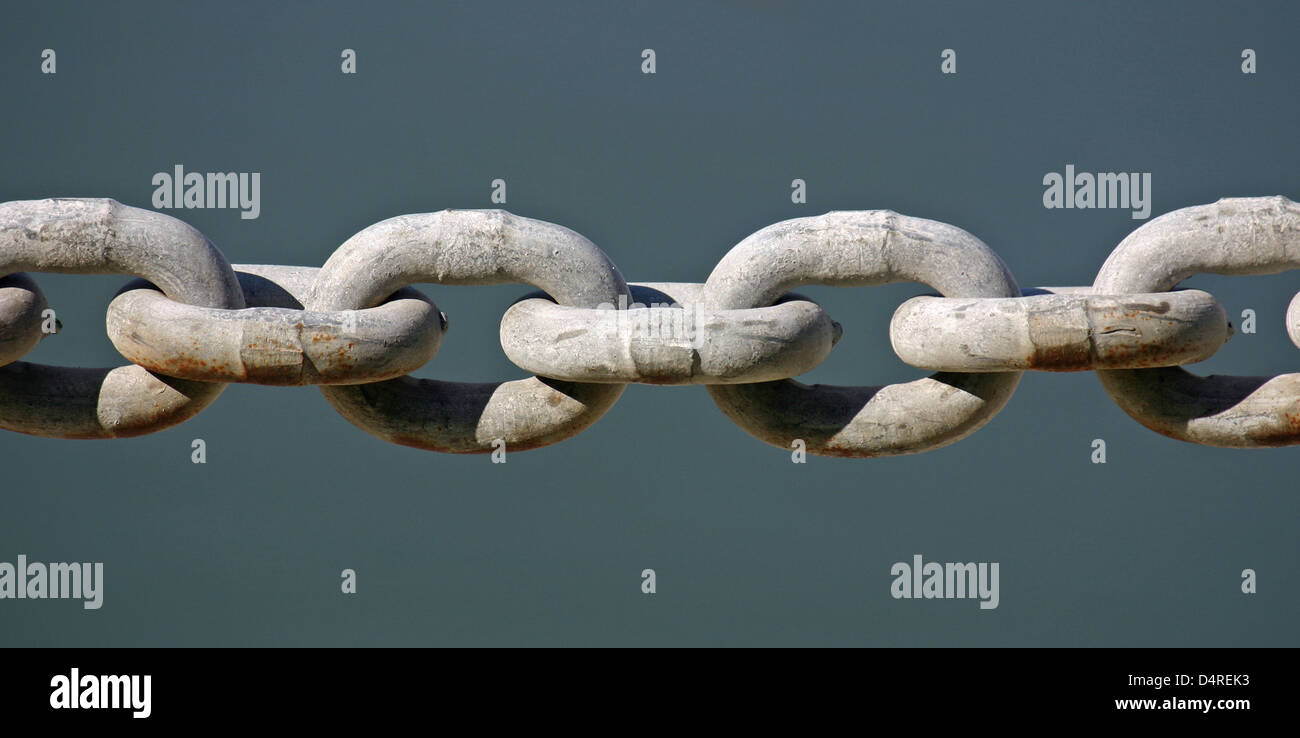 Close-up of several links on an industrial chain Stock Photo