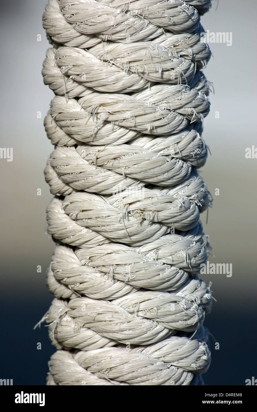 Close up of a frayed white rope Stock Photo