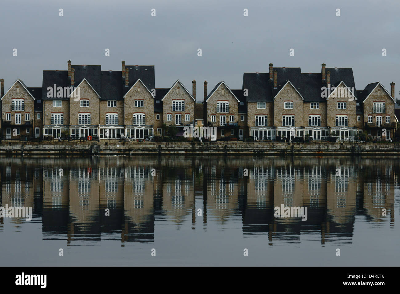 river medway chatham a typical english town house water reflection picture perfect new bulidings on the river edge Stock Photo