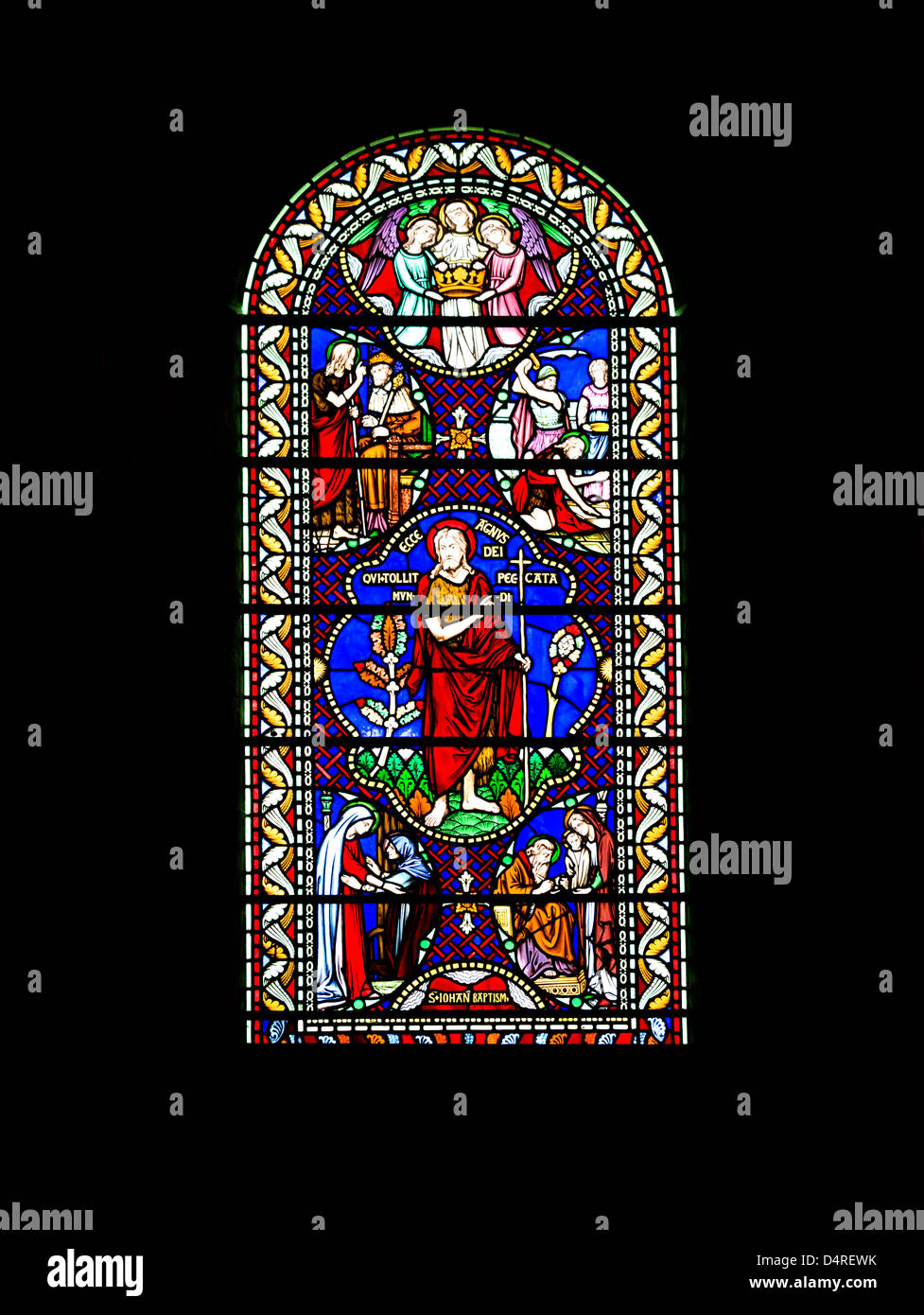 Stained glass window in Southwell Minster, Southwell, Nottinghamshire, East Midlands, UK Stock Photo