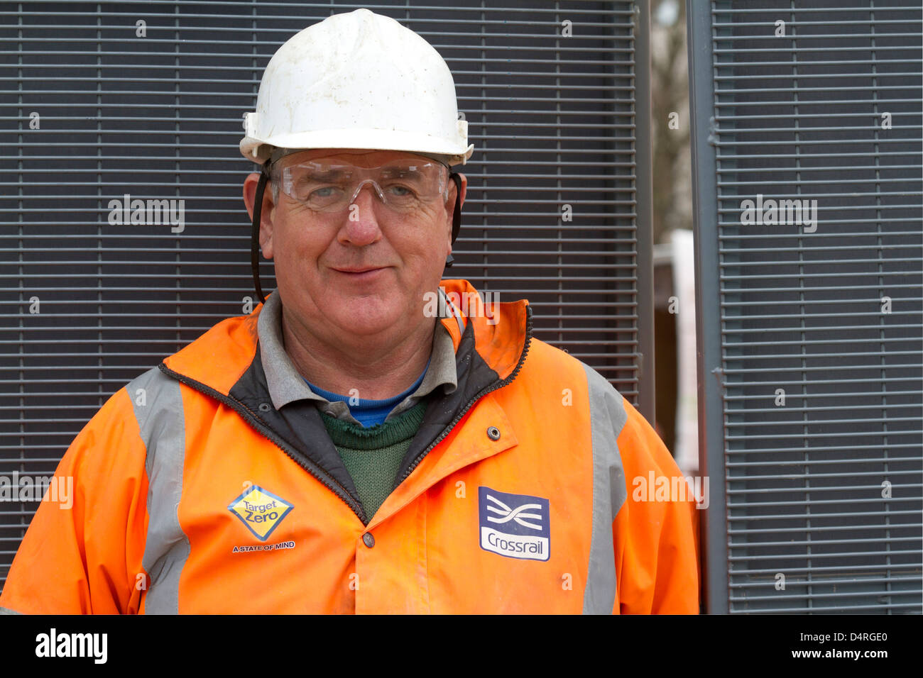 A worker. for the Crossrail railway route which is under construction ...