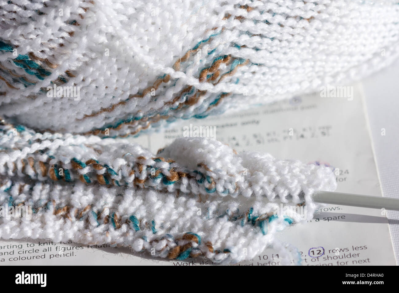 Knitting wool ,needles and pattern Stock Photo Alamy