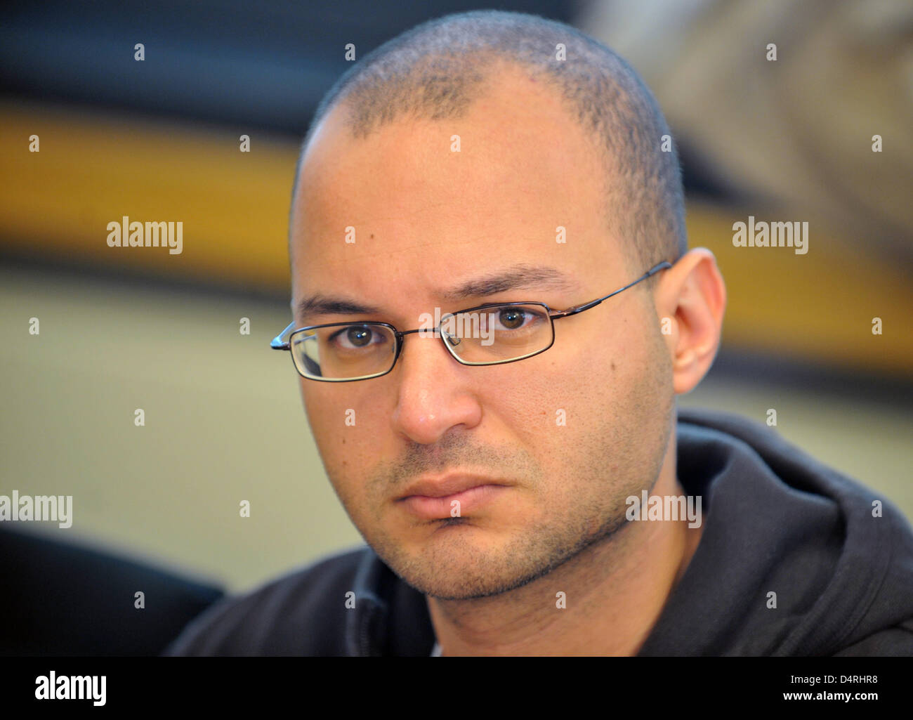 Egyptian Marwa El-Sherbini?s husband pictured prior to the lawsuit against Alex W. (29) at the District Court in Dresden, Germany, 26 October 2009. Alex W. is accused of having stabbed Marwa El-Sherbini and her husband. Photo: RALF HIRSCHBERGER Stock Photo