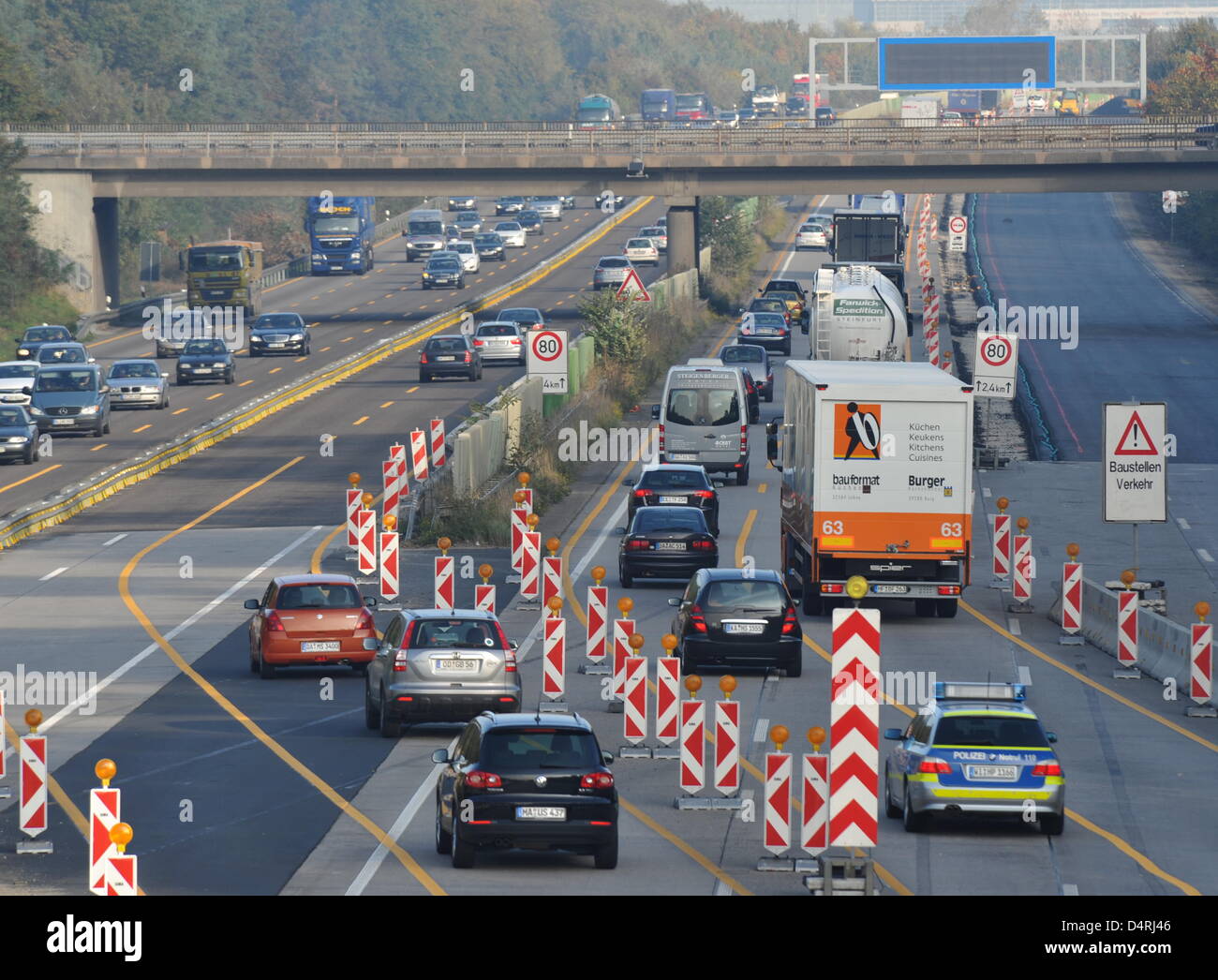 The A5 motorway between Frankfurt Main and Darmstadt is under